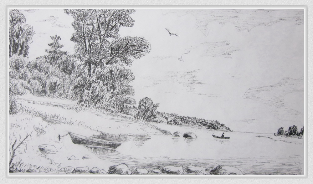 Валентина Солдатова. "На берегу", графика, рисунок Валентины  Солдатовой Валентина Солдатова. "На берегу", графика, рисунок Валентины  Солдатовой